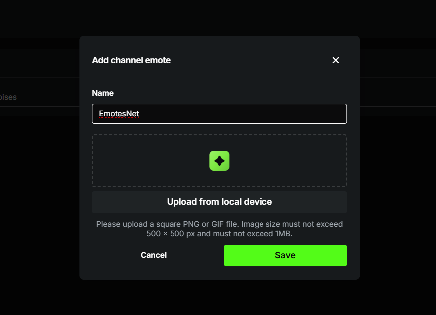 Upload emotes on Kick